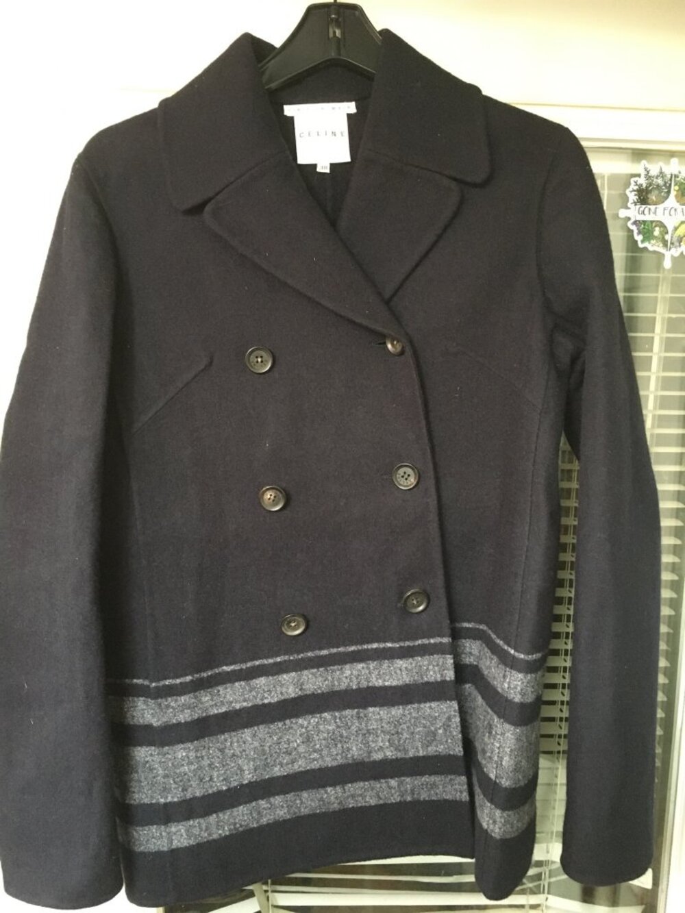 Celine  Finition Main Peacoat - Bottom Striped - Wool Cashmere - Size 38